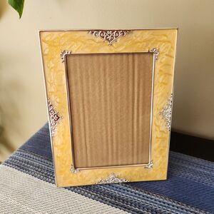 9x7 Art Deco Picture Frame Gold Marbleized Swirl Design Silver Accents 5x7 Photo